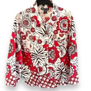 Gaudy Couture Red-Brown-Cream Jean Jacket w/Sequins Size 1X